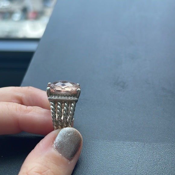 David Yurman Wheaton® Ring in Sterling Silver, Morganite & Pavé Diamonds - Picture 10 of 10